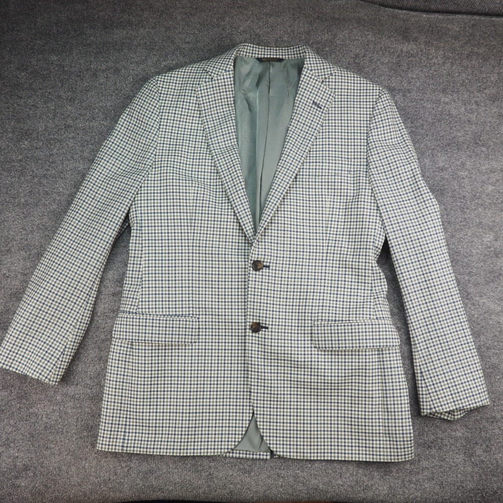 Brooks Brothers 1818 Fitzgerald Sport Coat Mens 40R Blue Green Gingham Check